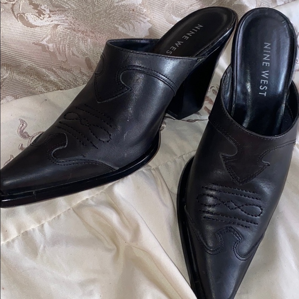 Western leather mules